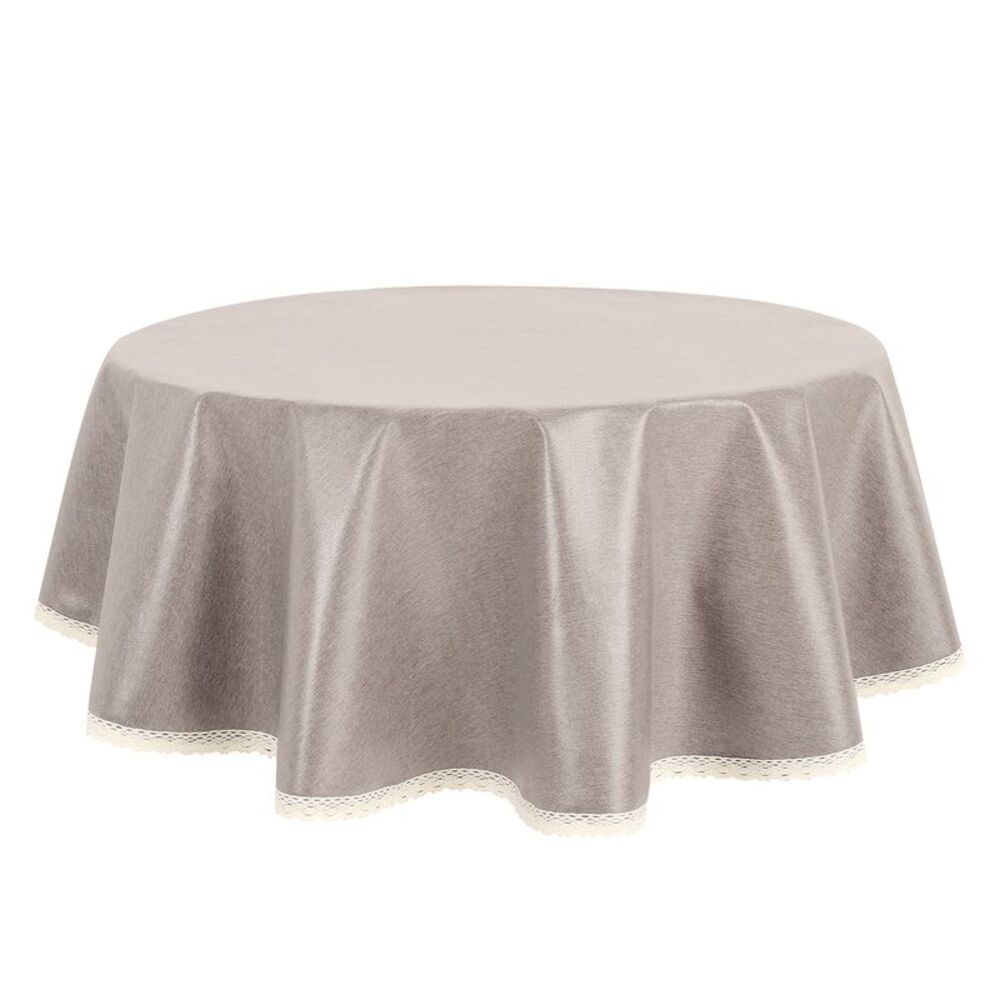1 Pack Tablecloth Oil-Proof Water-Proof TPU Table 63inch Round Light Coffee